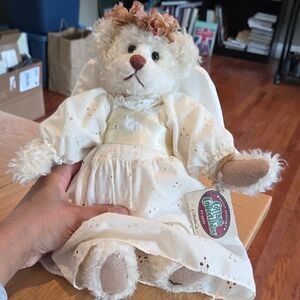 GANZ White Angel Bear with Floral Headband